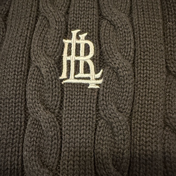 Lauren Ralph Lauren Black Cable-Knit Zip-Up Sweater - size Large - Picture 3 of 5